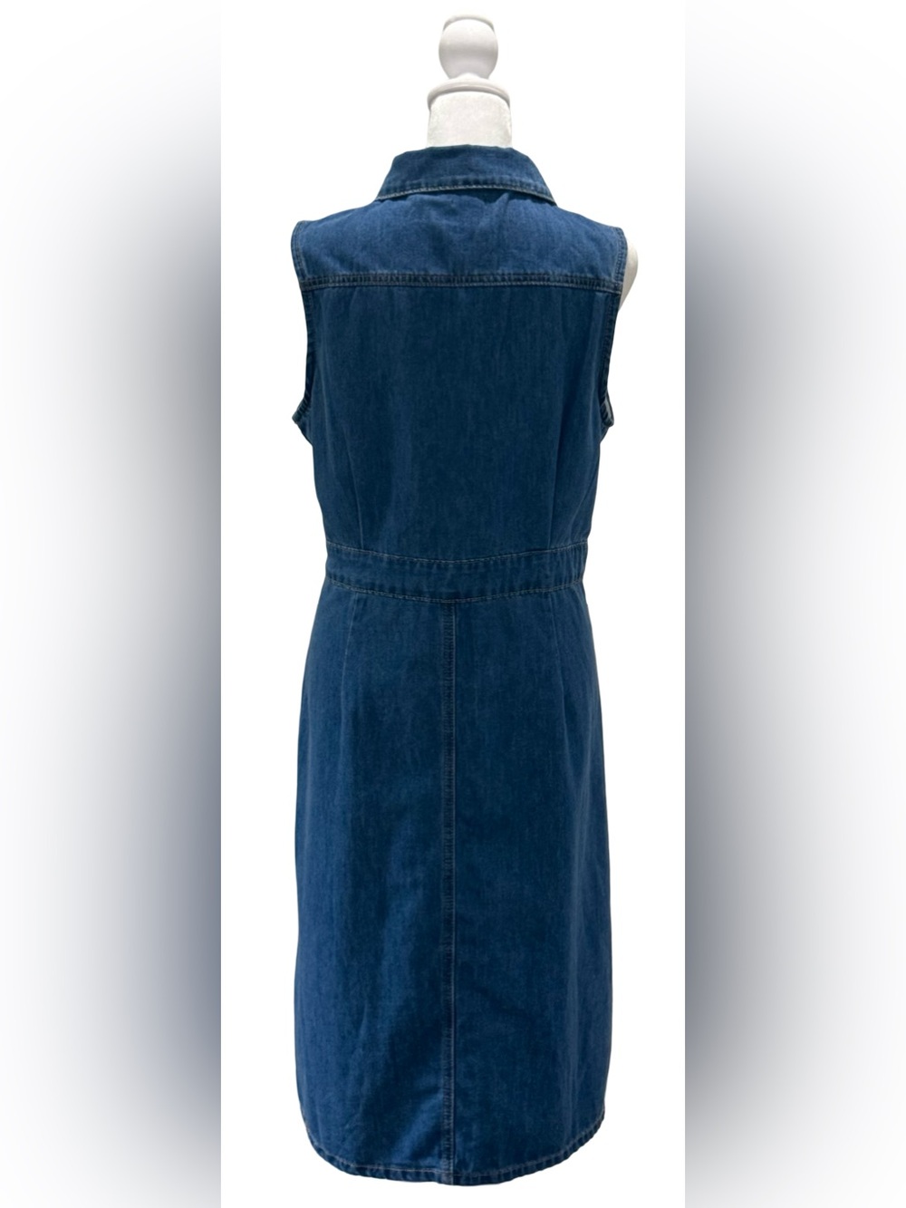 Coco Carmen Raleigh Sleeveless Denim Dress NWT Button Front Casual Midi size S/M - Picture 5 of 10